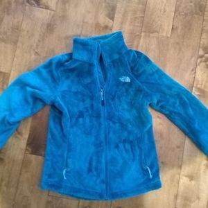 Women's Turquoise fuzzy North Face fleece full zip